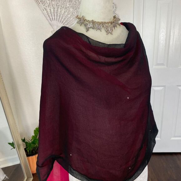 Purple Black Silver Studded Whimsygoth Bat Sleeve Shawl Sequin Top One Size OS - Picture 4 of 6